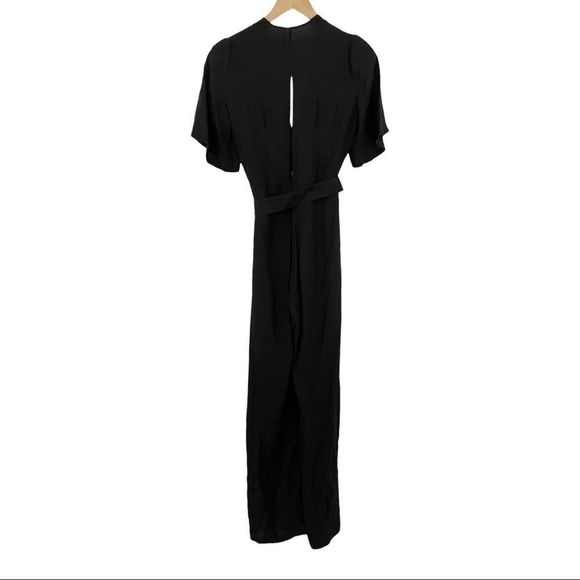 Reformation Black Silk V-neck Jumpsuit - Picture 6 of 8
